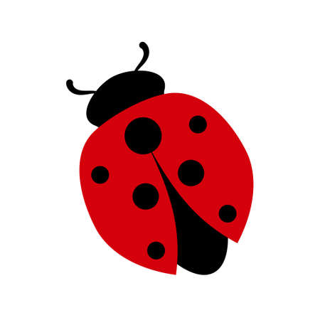 Ladybug colored icon. Flat graphic illustration. Cartoon shape of popular insect in black and redのイラスト素材