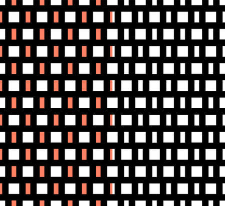 Geometric abstract seamless pattern. Stylish fantasy texture with square shapes in black and white. Red background color is easy to changeのイラスト素材