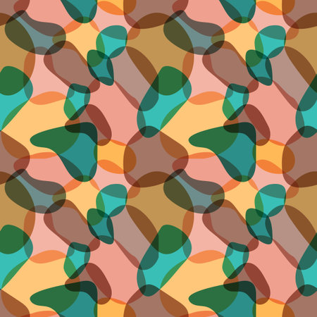 Stones seamless pattern, fantasy spot shapes background in transparent colors of beige, blue marine,...
