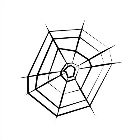 Spider cobweb icon. Sketch black line. Vector. White backgroundのイラスト素材