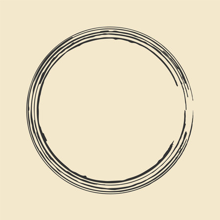 Ink brush stroke wreath. Circle shape frame, free hand painted, grunge style stripes in black. White background. Vectorのイラスト素材