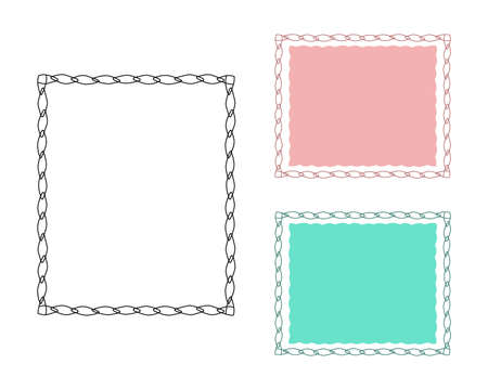 Chain shape border, rectangle Frames set. Vector. Pink, blue, black colorsのイラスト素材