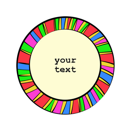 Hand drawn paint brush line strokes, doodle style border, colorful rainbow color palette. White background text space. Vectorのイラスト素材