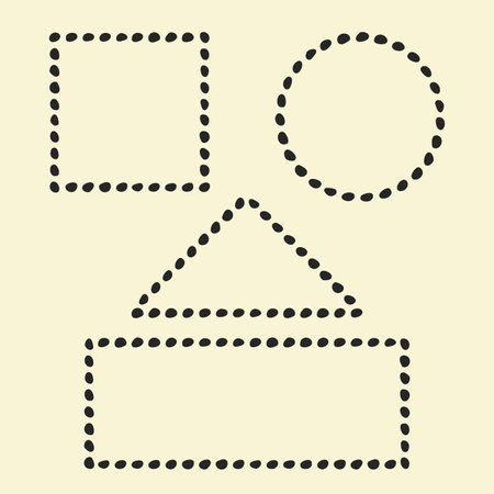Frames outline set. Hand drawn decorative doodle black ink brush stroke borders, scribbled dash line, circle, square, rectangle, triangle geometric shapes. Vector illustrationのイラスト素材