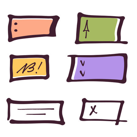 Highlighter frame set, marker brush stroke, hand drawn decorative underlaine signs, social media symbols. Vector illustrationのイラスト素材