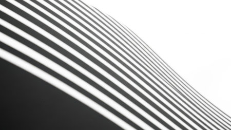 A captivating image featuring an abstract black and white striped wave pattern that creates a sense of depth and movement.の素材