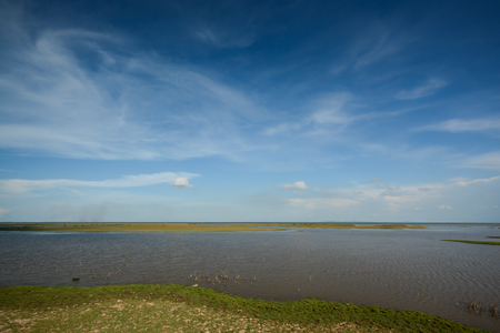 Lake under the skyの写真素材