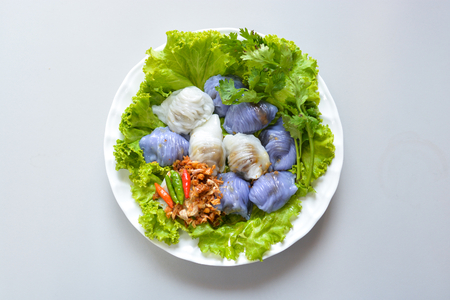Steamed rice-skin dumplings, Thai style dessertの写真素材
