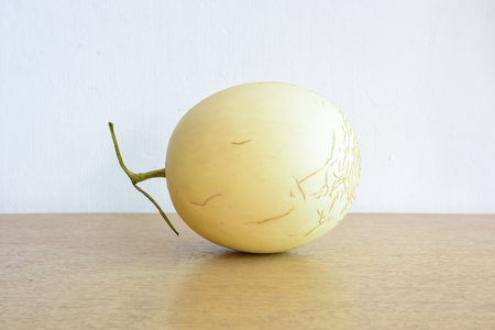 Cantaloupe Melon on wooden tableの写真素材