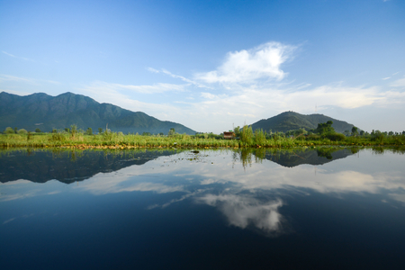 Lake landscape reflectionの写真素材