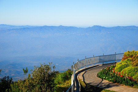 Viewpoint and mountain landscape in winter of Thailandの写真素材
