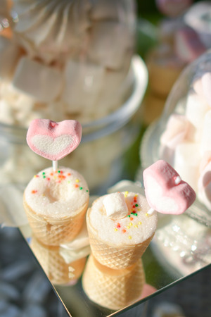 sweet heart marshmallow, special dessert for valentineの写真素材