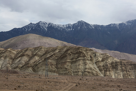 3 different patterns of Karakorum range in Leh, Indiaの写真素材