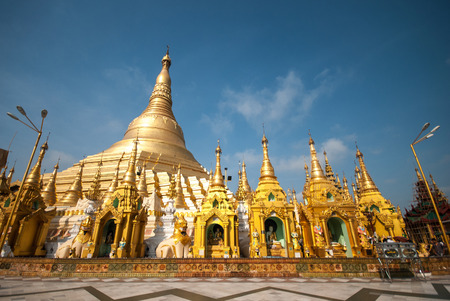 YANGON, MYANMAR-APRIL 13: The Shwedagon Pagoda on APRIL 13, 2012, in Yangon. It is one of the most famous pagoda in the world and the main attraction of Yangon, locally known as Shwedagon Zedi Daw.の写真素材
