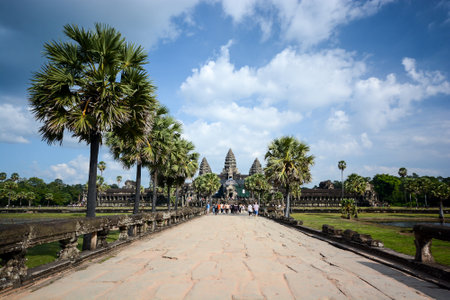 People visiting Angkor Wat temple Angkor archaeological park Cambodia. There are thousands tourist visit Angkor Wat every day.のeditorial素材