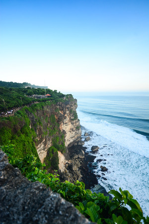 view of high cliff at Uluwatu Temple Bali Indonesiaの写真素材
