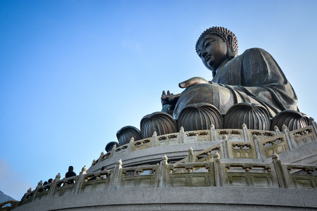 Tian Tan Giant Buddha of Po Lin Monastery Landmark on Lantau Island Hong Kongの写真素材