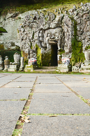 Goa Gajah cave temple Elephant cave in Bali Indonesiaの写真素材