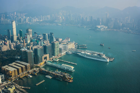 HONG KONG CHINA  JANUARY 23 : Hong Kong View from Sky100 on January 23 2015 Hong Kong China. Sky100 is a observation deck on the 100th floor of the International Commerce Centre.のeditorial素材