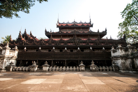 Shwenandaw Kyaung Temple or Golden Palace Monastery in Mandalay Myanmarのeditorial素材