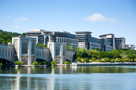 PUTRAJAYA MALAYSIA  MAY 25 2014 : group of building bridge and lake view at Putrajaya Malaysiaのeditorial素材