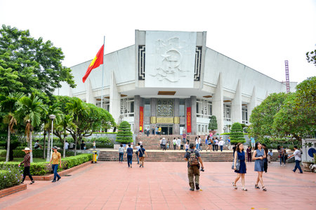HANOI, VIETNAM - JULY 30, 2015 : tourists visit the Ho Chi Minh Museum in Hanoi, Vietnam.のeditorial素材