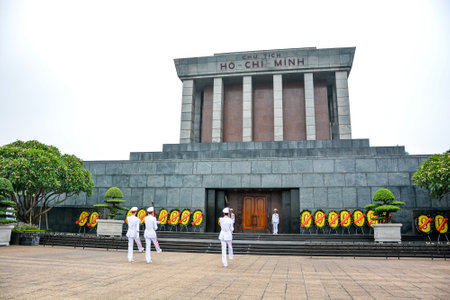 HANOI, VIETNAM - JULY 30,2015 : Ho Chi Minh mausoleum, a large memorial building in Hanoi, Vietnam.のeditorial素材