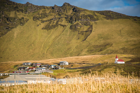 Vik, little town near the black beach in Southern Icelandの写真素材