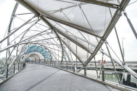 Helix bridge, the pedestrian bridge in Singaporeのeditorial素材