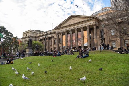 MELBOURNE, AUSTRALIA - JULY 18, 2016 : Unidentified people visited State Library of Victoria in Melbourne, Australia.のeditorial素材