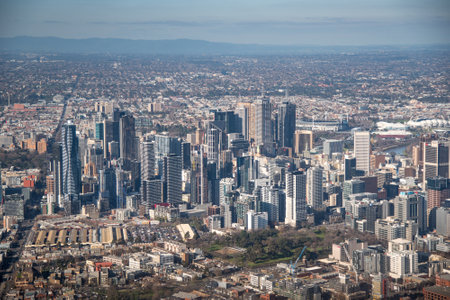 Aerial view of Modern building in Melbourne city, Melbourne is the capital and most populous city in the Australian state of Victoria, Australiaのeditorial素材