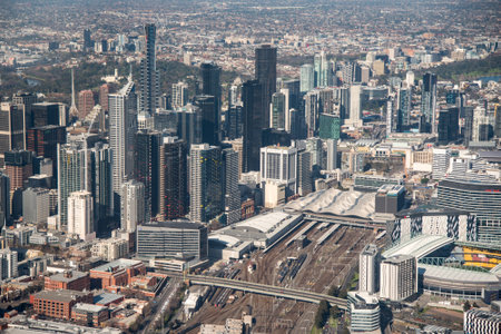 Aerial view of Modern building in Melbourne city, Melbourne is the capital and most populous city in the Australian state of Victoria, Australiaのeditorial素材
