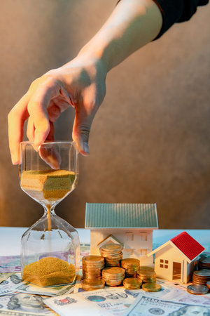 Real estate or property investment growing business. Home mortgage loan rate. Saving money for...