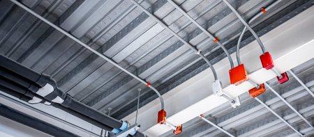 Electrical cable conduit with colorful junction box for electric wiring system and part of plumbing...