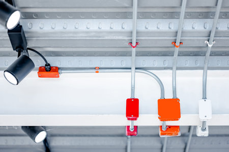 Electrical cable conduit with colorful junction box for the electric wiring system with exhibition...