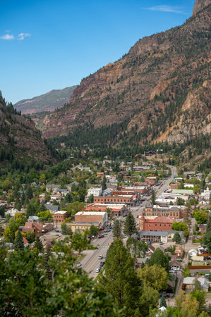 Ouray, a mountain town in Southwest Colorado, United States. Ouray is known as Switzerland of America situated in the heart of the San Juan Mountains.の写真素材