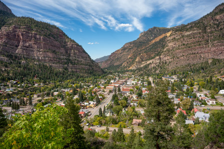 Ouray, a mountain town in Southwest Colorado, United States. Ouray is known as Switzerland of America situated in the heart of the San Juan Mountains.の写真素材