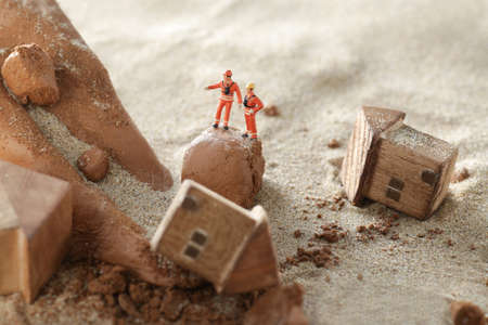 Diorama model of natural disasters and landslidesの写真素材