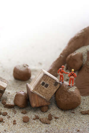 Diorama model of natural disasters and landslidesの写真素材