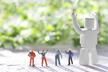 A bright future society where humanity and robots coexistの写真素材
