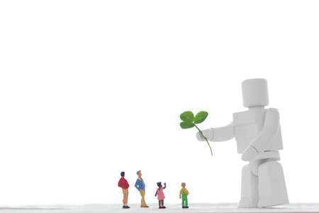 A bright future society where humanity and robots coexistの写真素材