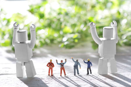 A bright future society where humanity and robots coexistの写真素材