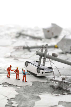 Diorama scenery of the cityscape broken by the disasterの写真素材