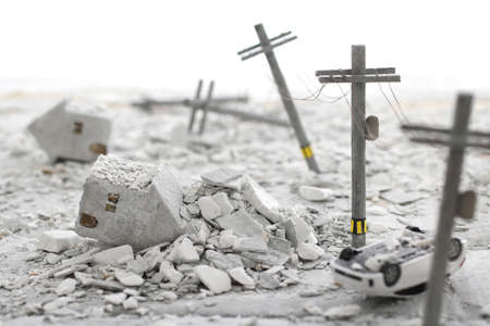 Diorama scenery of the cityscape broken by the disasterの写真素材