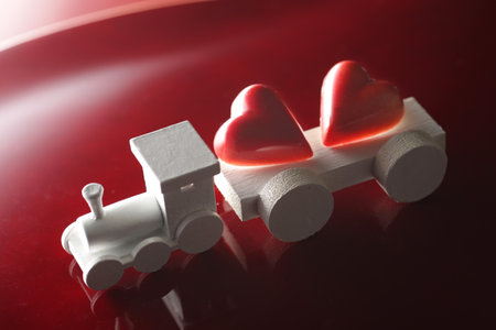 Group photo of Valentine's Day chocolate with heart-shaped chocolateの写真素材