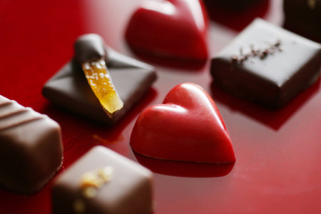 Group photo of chocolates with heart-shaped chocolatesの写真素材