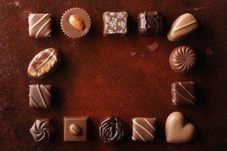 Group photo of chocolates with antique-style background