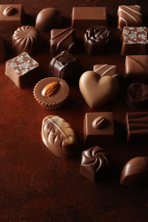 Group photo of chocolates with antique-style background