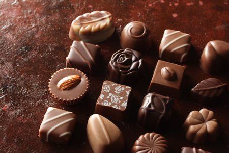 Group photo of chocolates with antique-style background