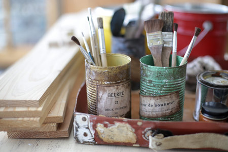 Image of DIY work in the atelierの写真素材